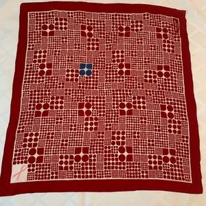 Kate Spade silk scarf, red & ivory